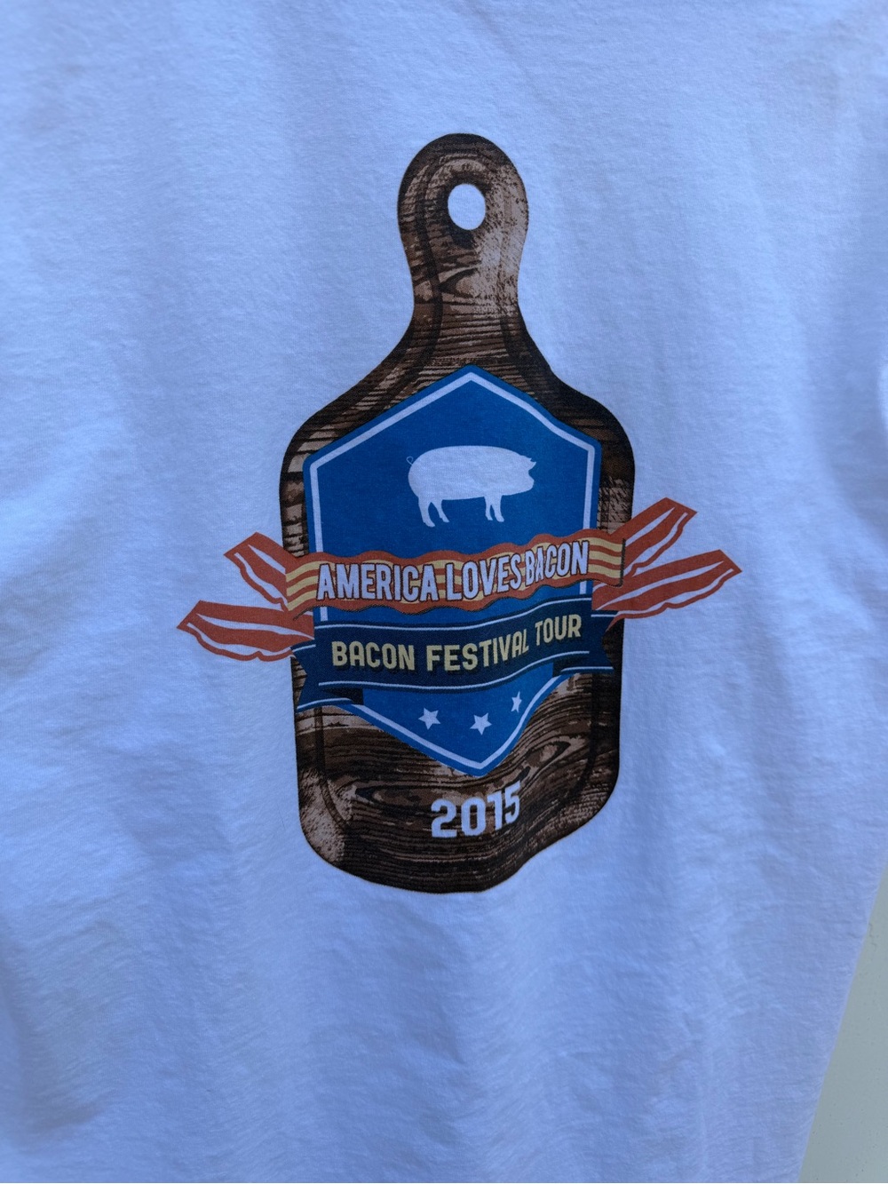 Gildan White Short Sleeve Tee with Blue Shield & Brown Cutting Board Graphic